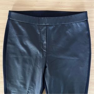 Chico’s Faux Leather Front Ponte Leggings Navy Blue Women’s Size 4 (Chico’s 0)